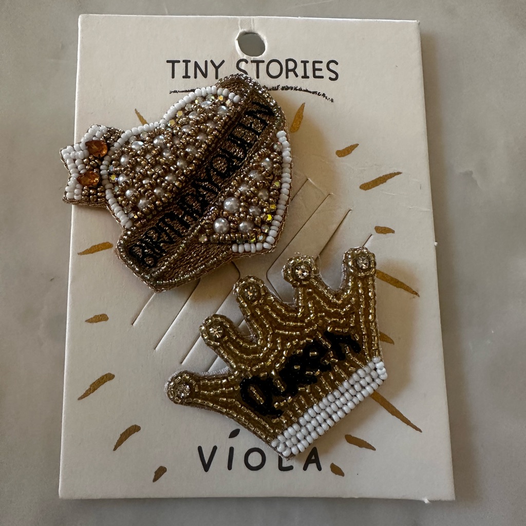Tiny Stories Birthday Queen Gold Beaded Crown Brooch Set 29$